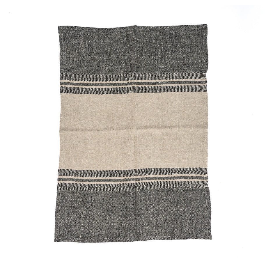 De Linnen Dash keukendoek - naturel/zwart - 50x70