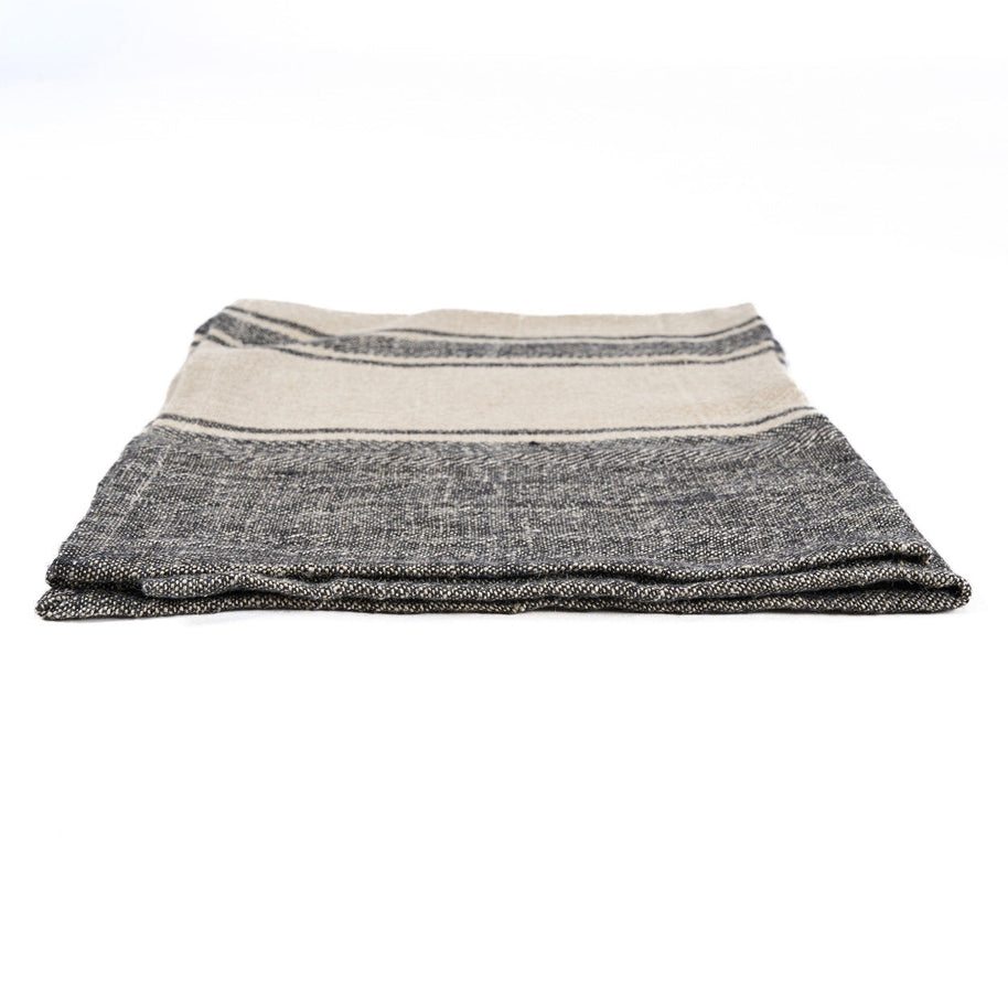 Linnen Smudge keukendoek - naturel/zwart - 50 x 70 cm