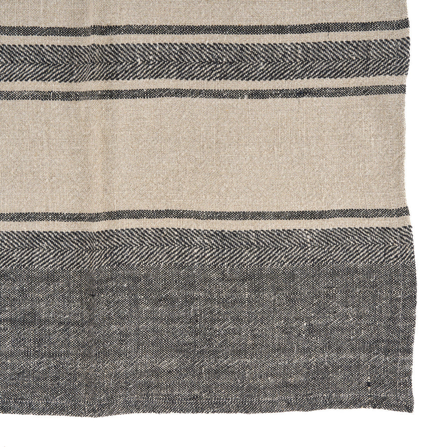 Linnen Smudge keukendoek - naturel/zwart - 50 x 70 cm