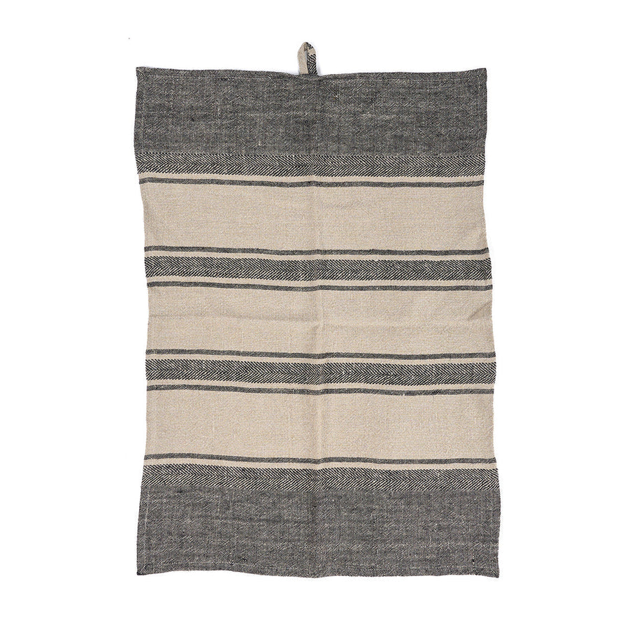 Linnen Smudge keukendoek - naturel/zwart - 50 x 70 cm