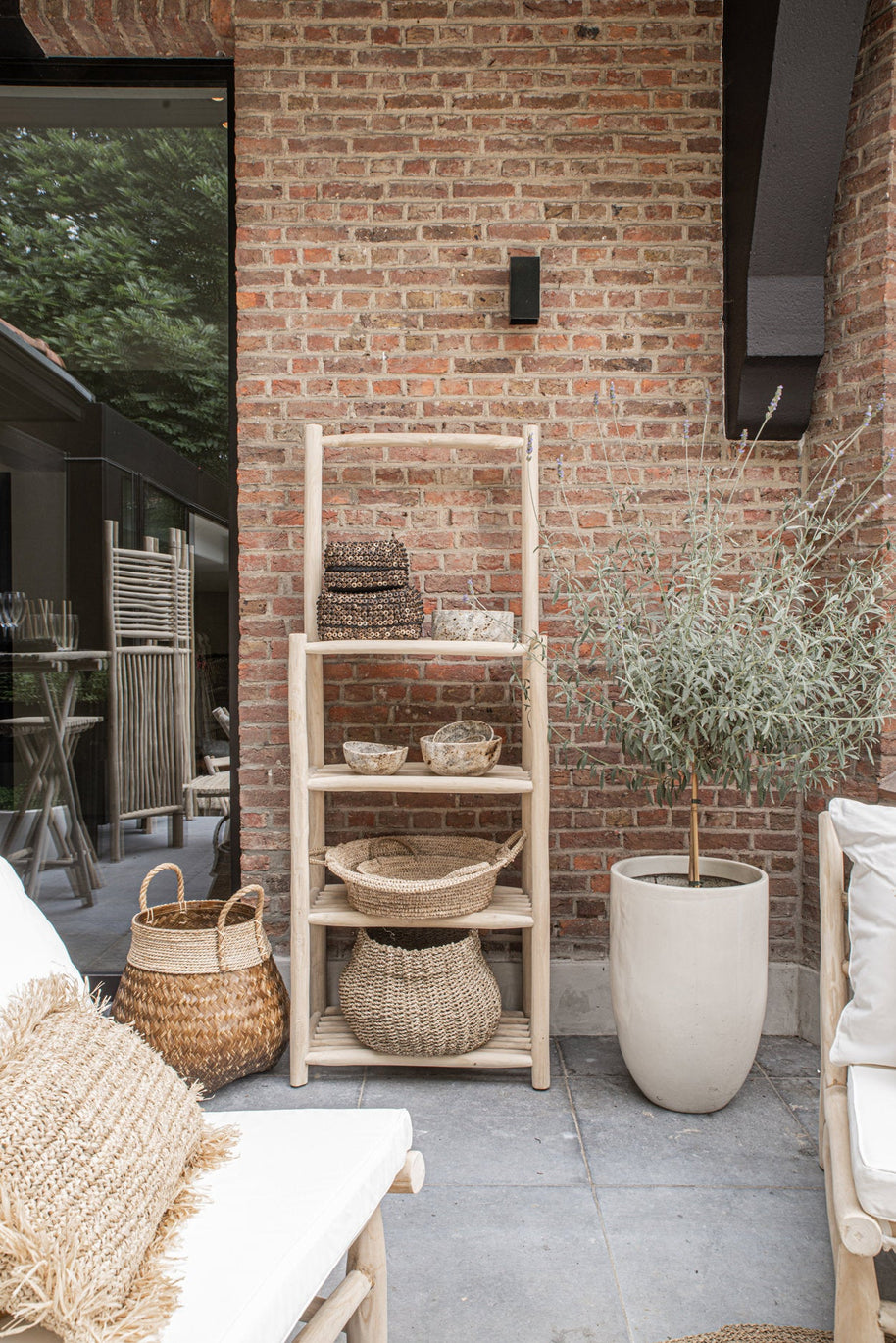 De raffia mand-dienbladen - naturel - S