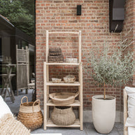 De raffia mand-dienbladen - naturel - S