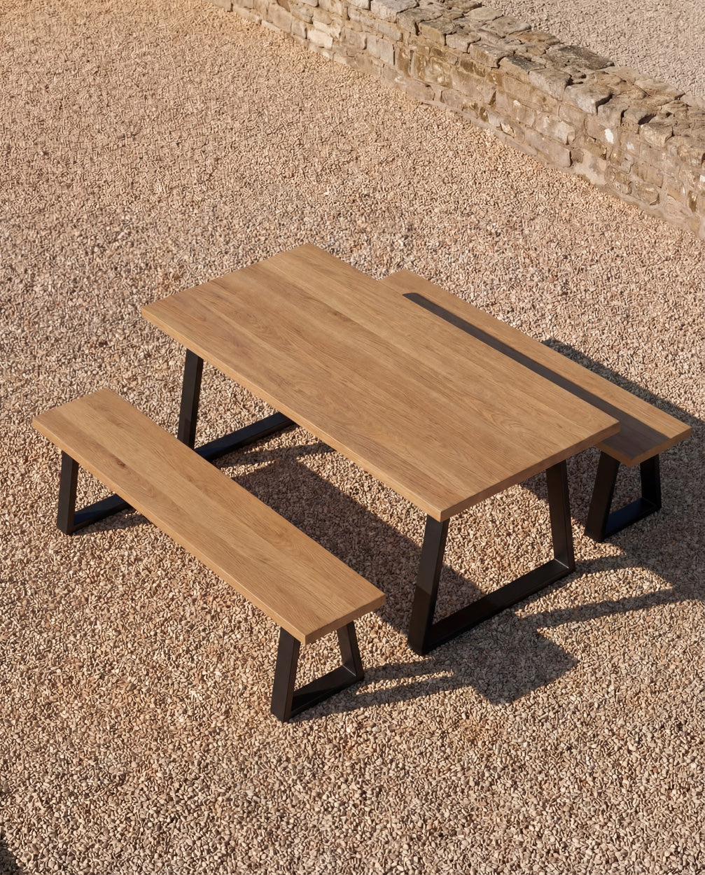Bank met ijzeren poten - naturel - 220