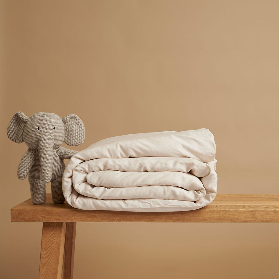 Coco & Cici - Kinderen - TENCEL-keper dekbedovertrek beige | + 1 kussensloop 60x70 - 1 kussensloop 60x70