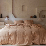 Coco & Cici - Tencel Twill dekbedovertrek 140 x 220 cm - 1-persoons beddengoed - Perzik - Lyocell - Ritssluiting & extra zacht - 1 kussensloop (60x70)