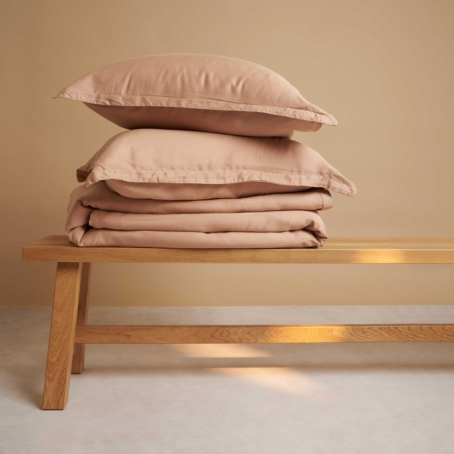 Coco & Cici - Tencel Twill dekbedovertrek 140 x 220 cm - 1-persoons beddengoed - Perzik - Lyocell - Ritssluiting & extra zacht - 1 kussensloop (60x70)