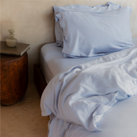 Coco & Cici - Tencel twill dekbedovertrek 200 x 220 cm - 2-persoonsbeddengoed - lichtblauw - lyocell - ritssluiting & extra zacht - 2 kussenslopen (60x70)