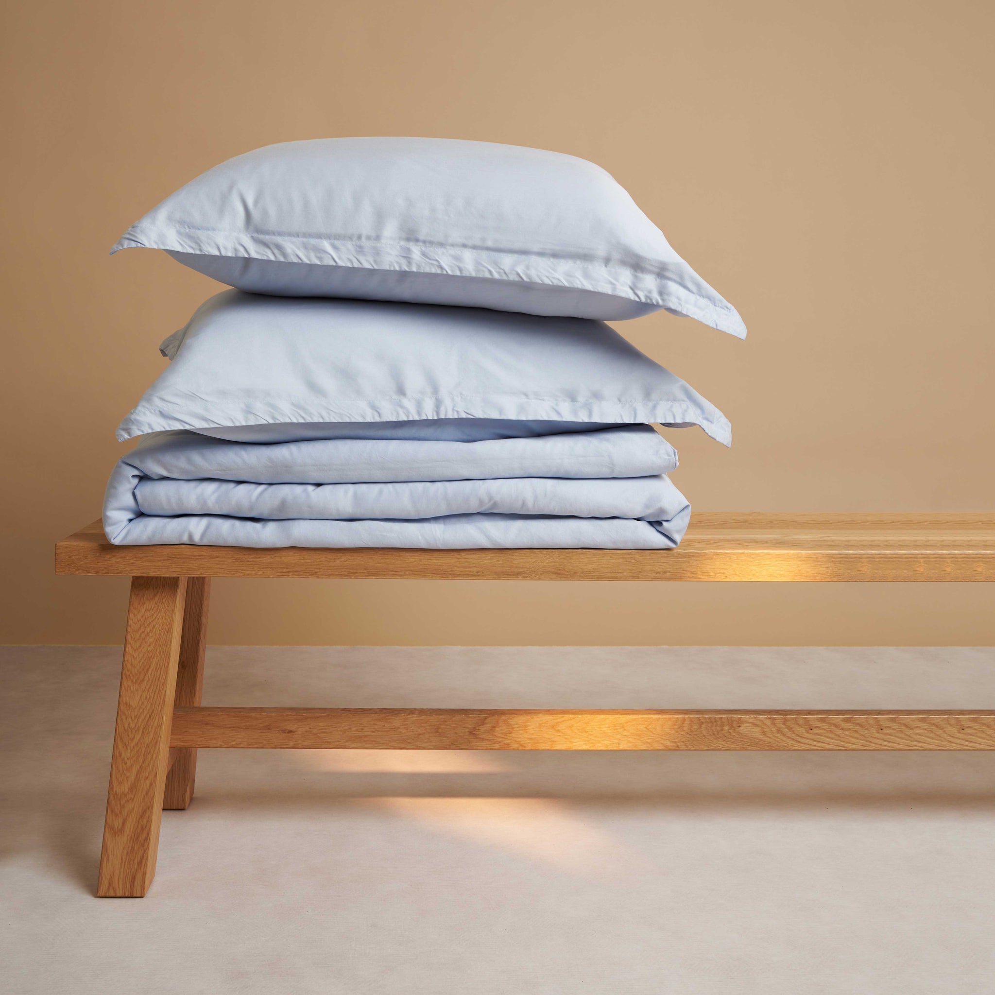 Coco & Cici - Tencel twill dekbedovertrek 200 x 220 cm - 2-persoonsbeddengoed - lichtblauw - lyocell - ritssluiting & extra zacht - 2 kussenslopen (60x70)