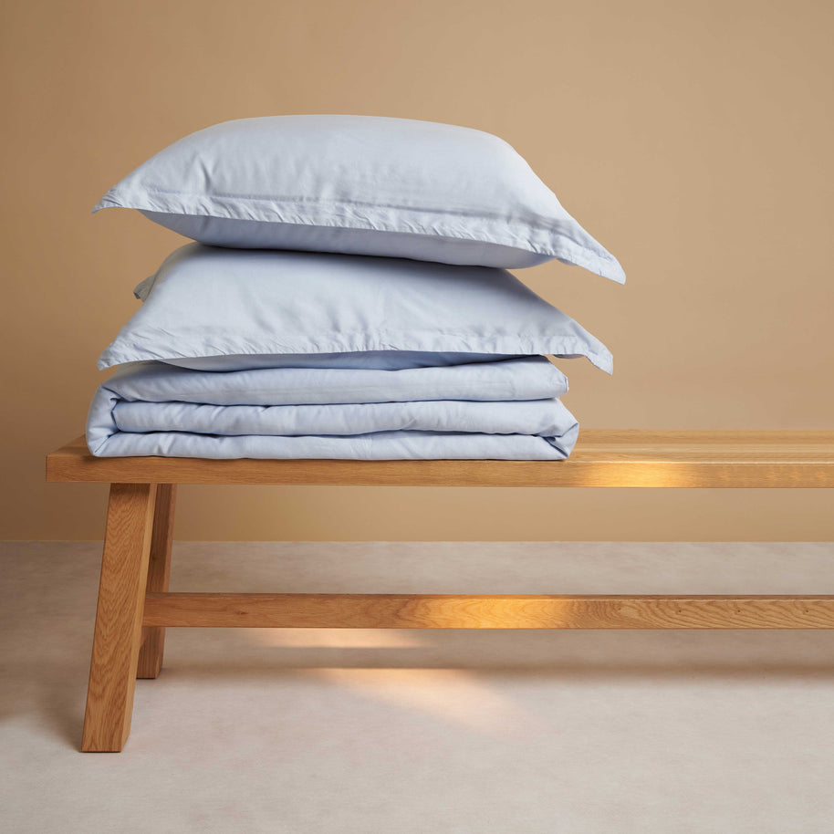 Coco & Cici - Tencel twill dekbedovertrek 200 x 220 cm - 2-persoonsbeddengoed - lichtblauw - lyocell - ritssluiting & extra zacht - 2 kussenslopen (60x70)