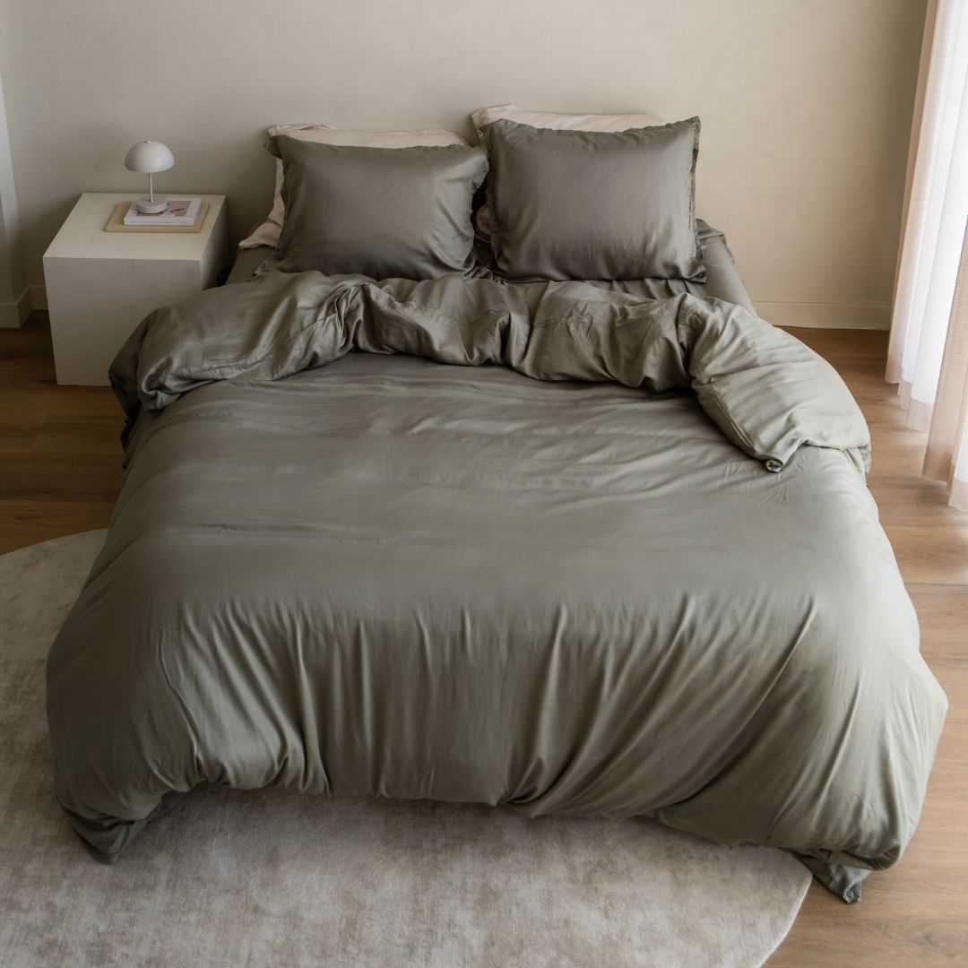 Coco & Cici - TENCEL Twill dekbedovertrek olijfgroen | + 2 kussenslopen 60x70
