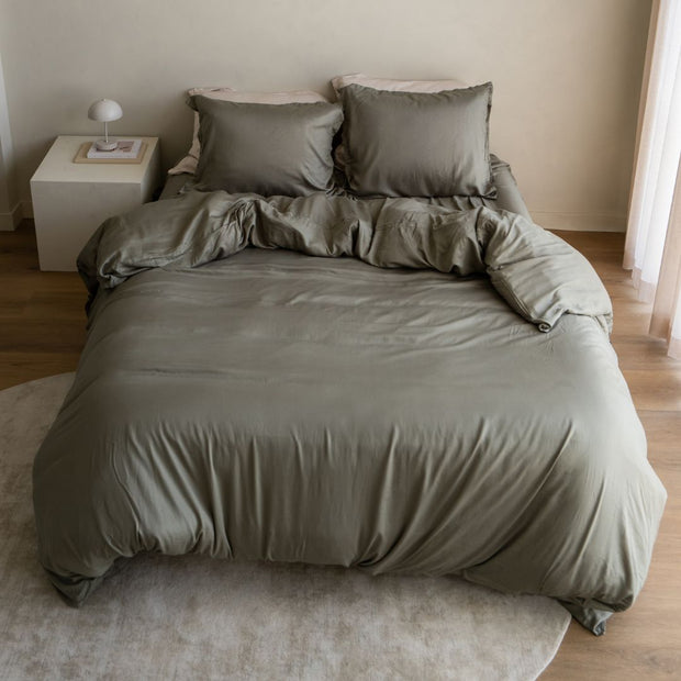 Coco & Cici - TENCEL Twill dekbedovertrek olijfgroen | + 2 kussenslopen 60x70