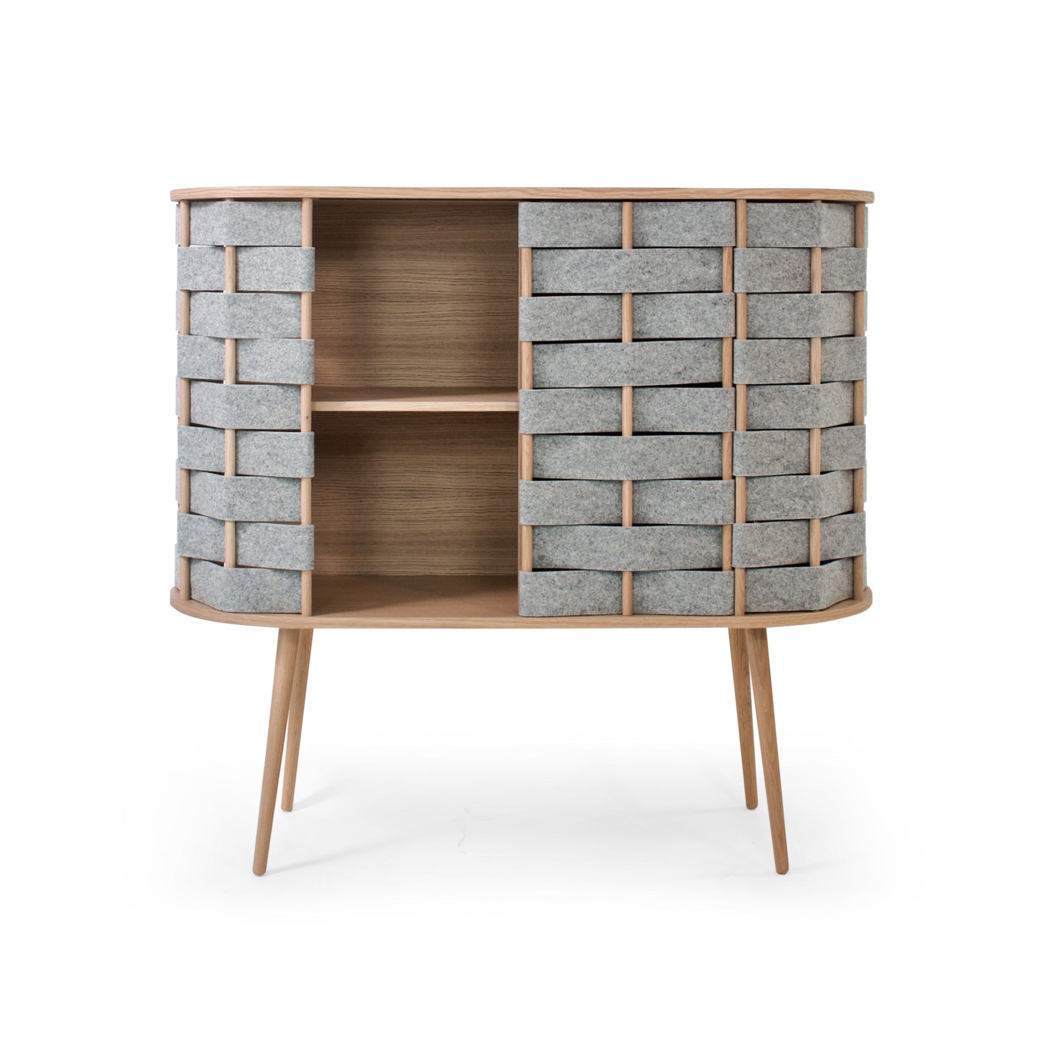 Hoge ladekast van vilt, naturel eiken, 120 cm