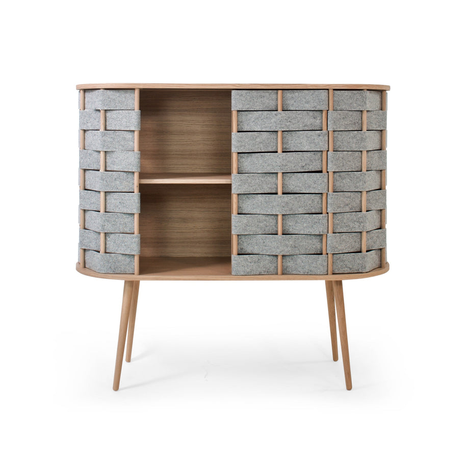Hoge ladekast van vilt, naturel eiken, 120 cm