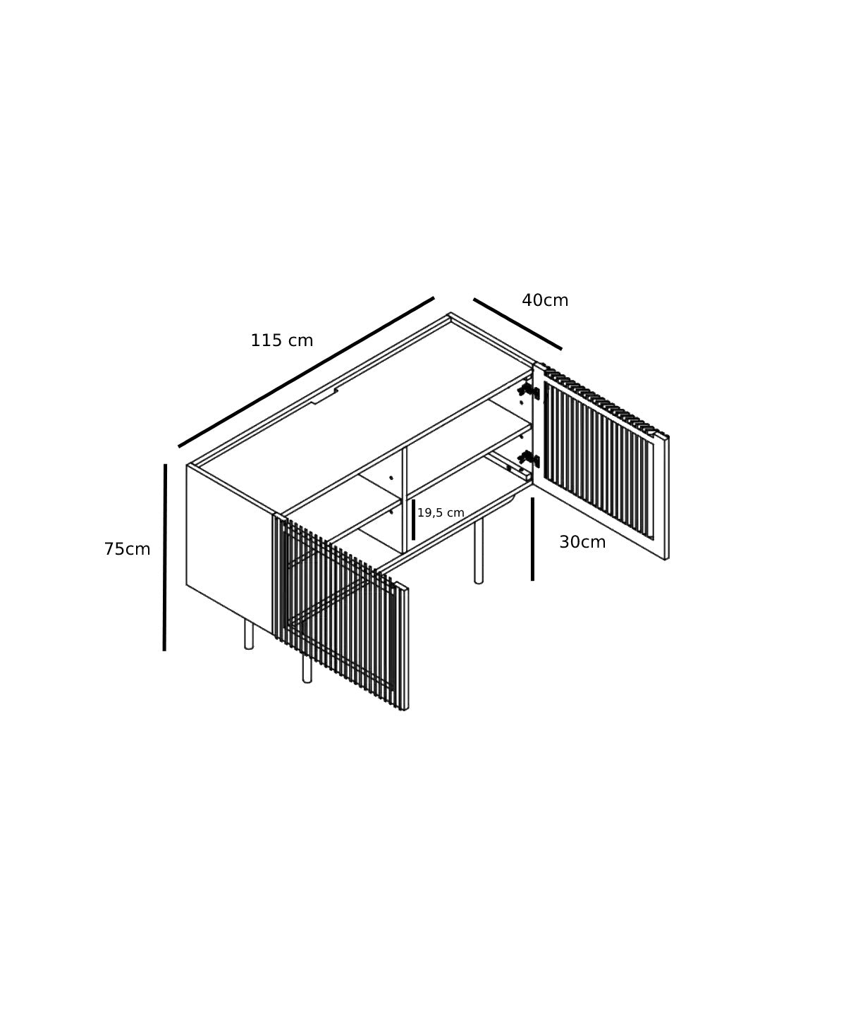 Louvre klein dressoir - gerookt eiken