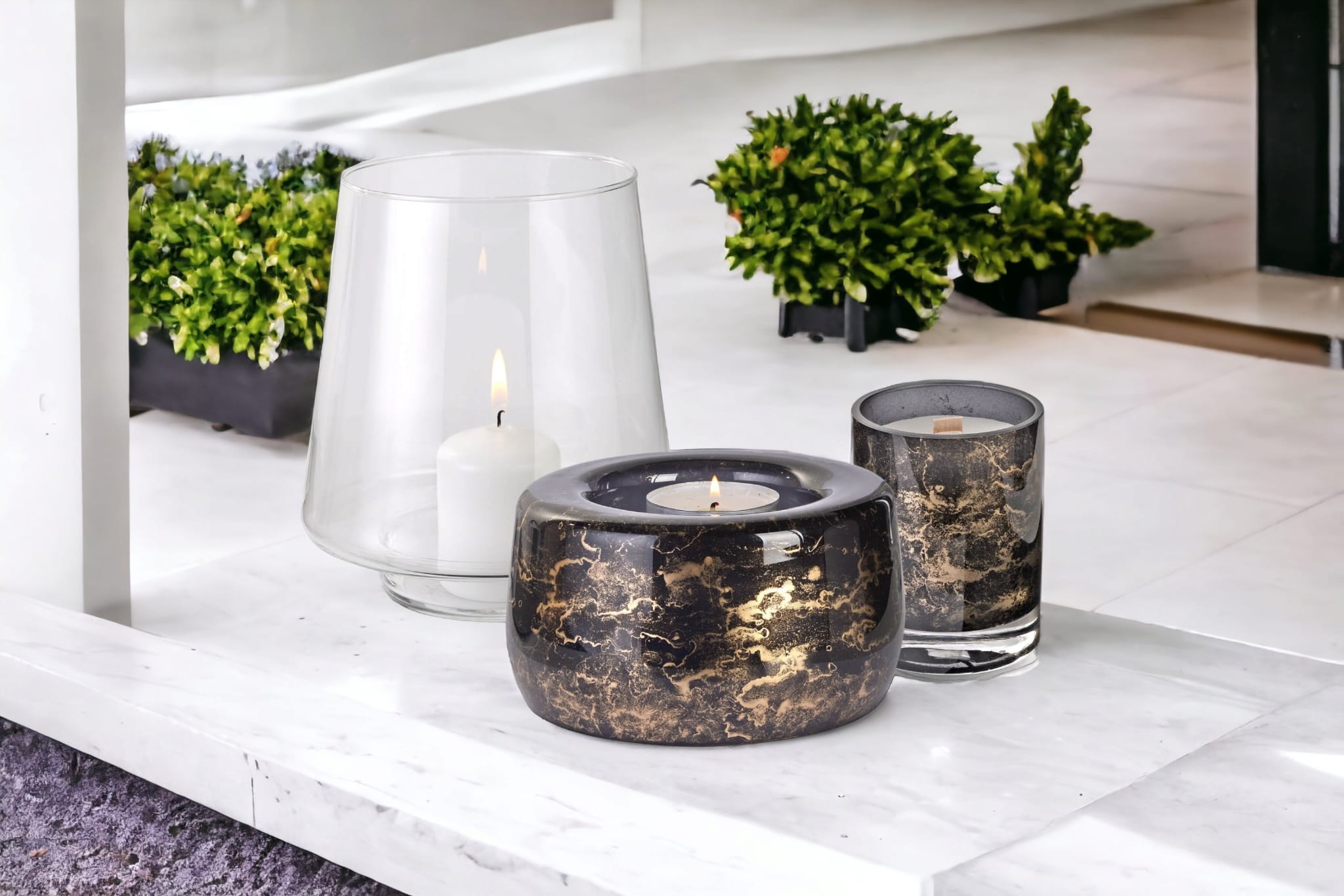 Terroso® Geurlamp Zwart - Marmerglas - Elegant ontwerp
