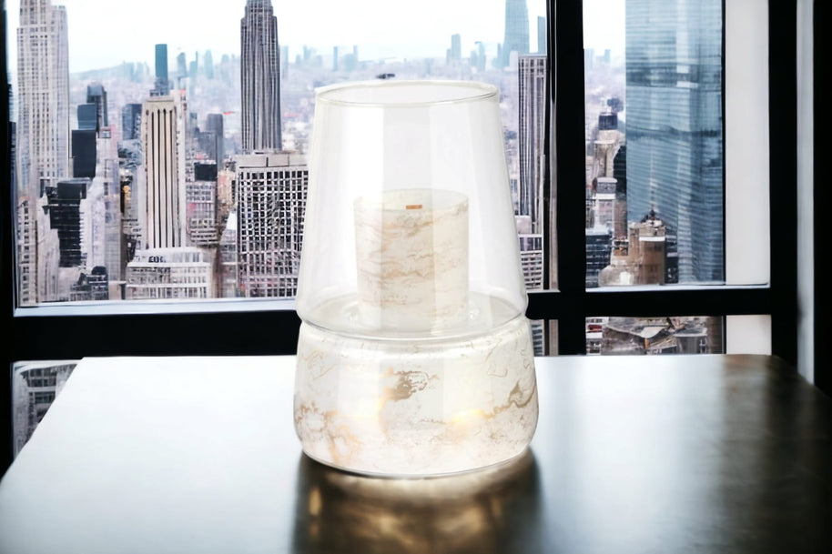Terroso® Witte geurlamp - marmerglas - elegant ontwerp