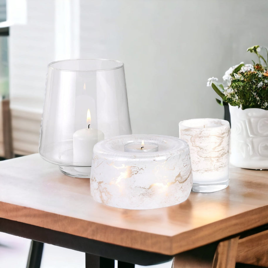 Terroso® Witte geurlamp - marmerglas - elegant ontwerp