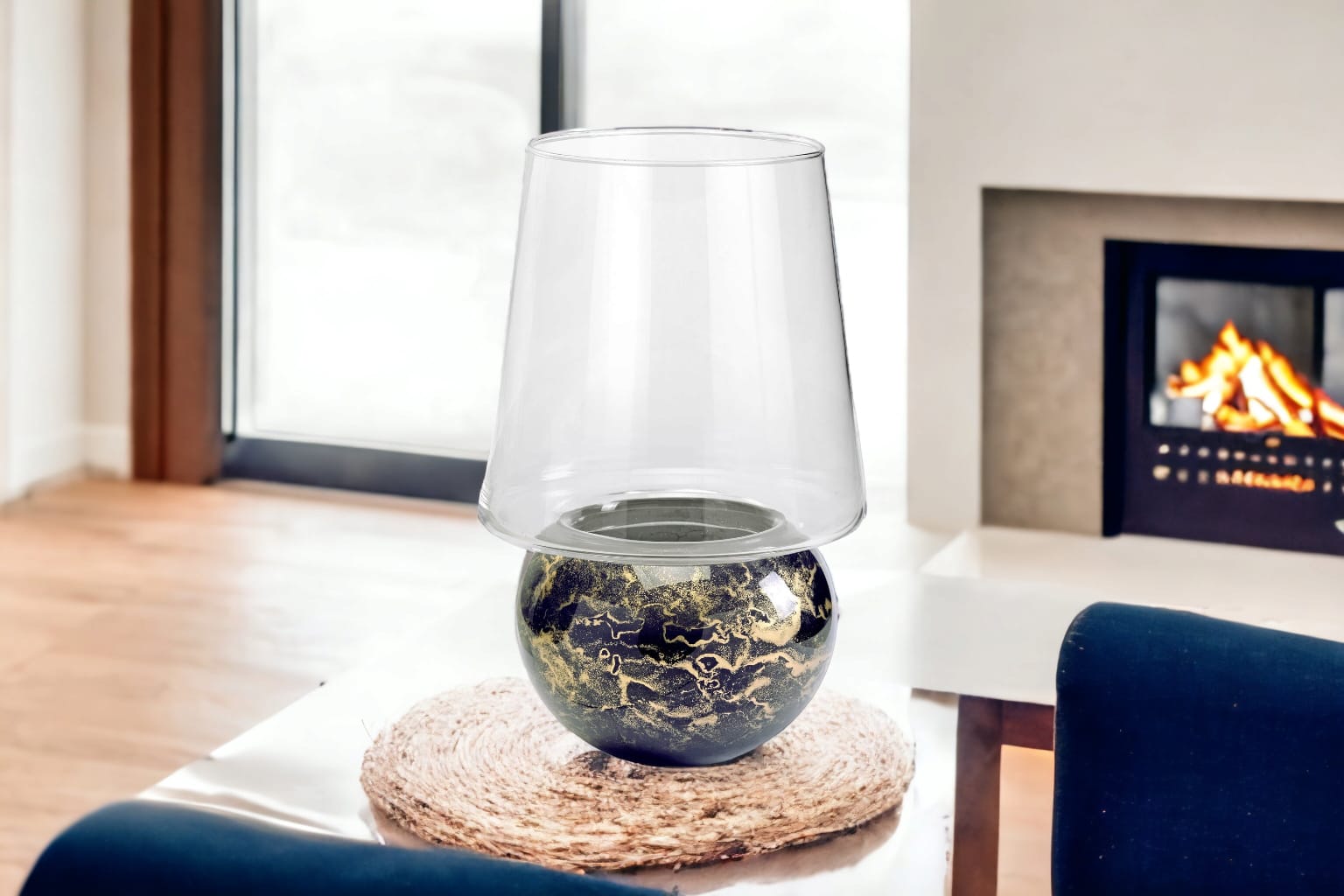 Terroso® Franse zwarte geurkaars - marmerglas - elegant ontwerp