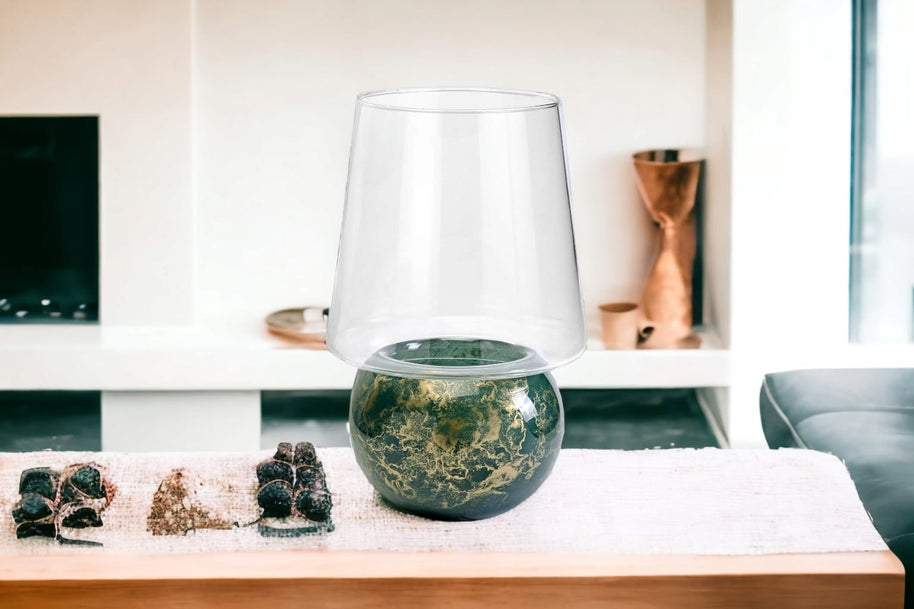 Terroso® Franse geurkaars Groen - gemarmerd glas - elegant ontwerp