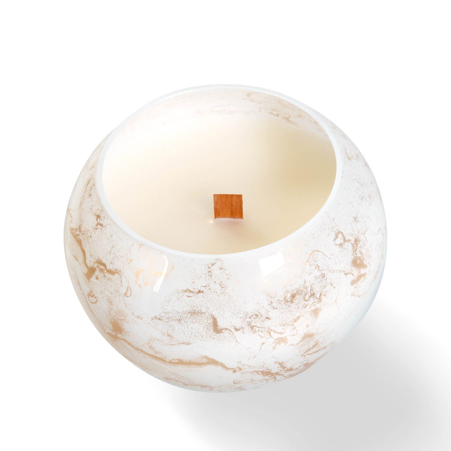 Terroso® Franse Witte Geurkaars - Marmeren Glas - Elegant Ontwerp