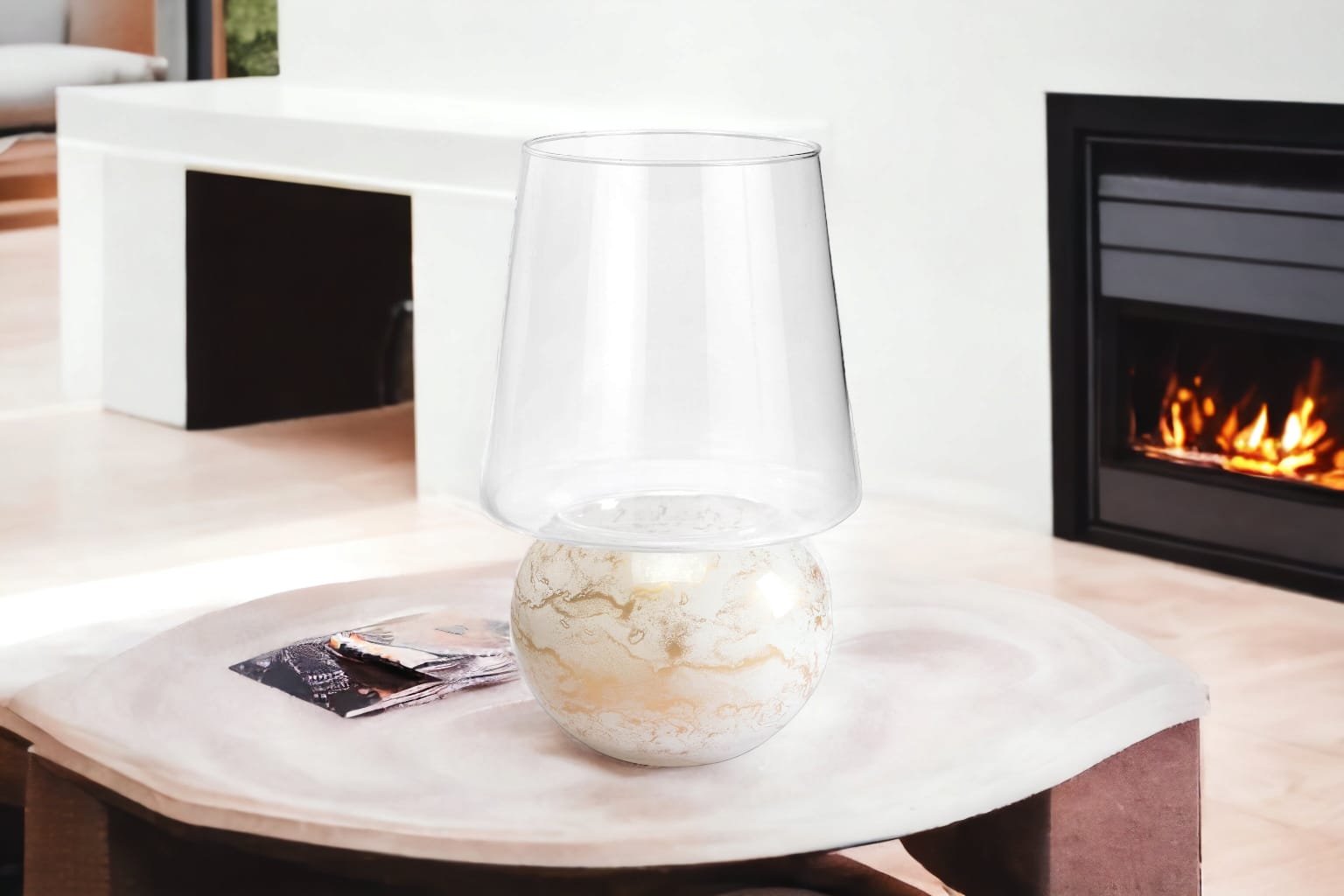 Terroso® Franse Witte Geurkaars - Marmeren Glas - Elegant Ontwerp