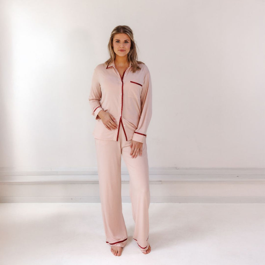 Coco & Cici - TENCEL Pyjamaset Dames Poederperzik - Maat XL