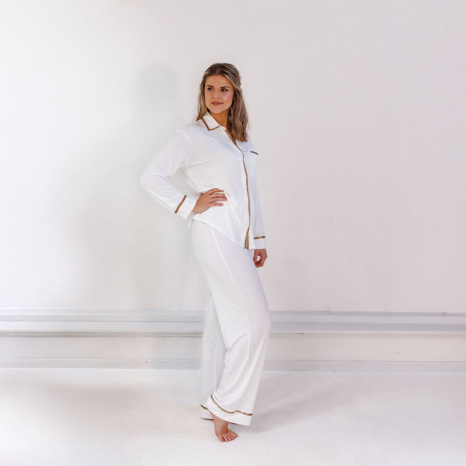 Coco & Cici - TENCEL pyjama-set dames off-white - maat XL