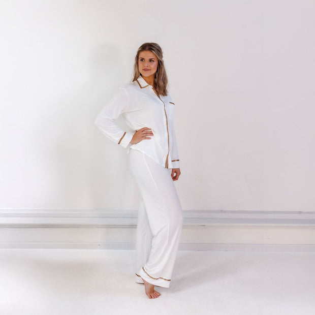 Coco & Cici - TENCEL pyjama-set dames off-white - maat XL