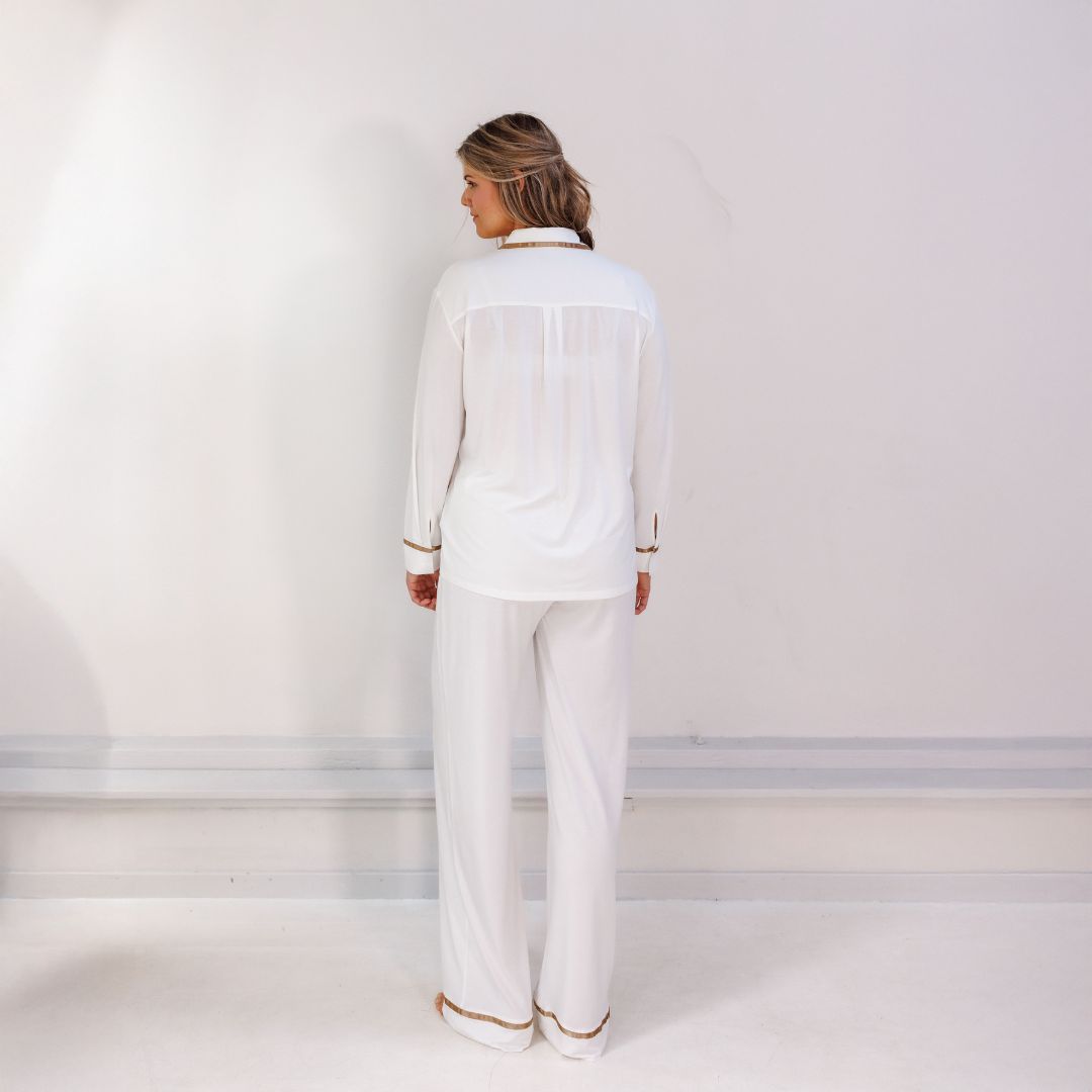 Coco & Cici - TENCEL pyjama-set dames off-white - maat XL