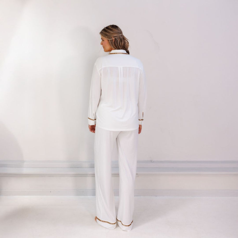 Coco & Cici - TENCEL pyjamaset dames off-white - Maat L