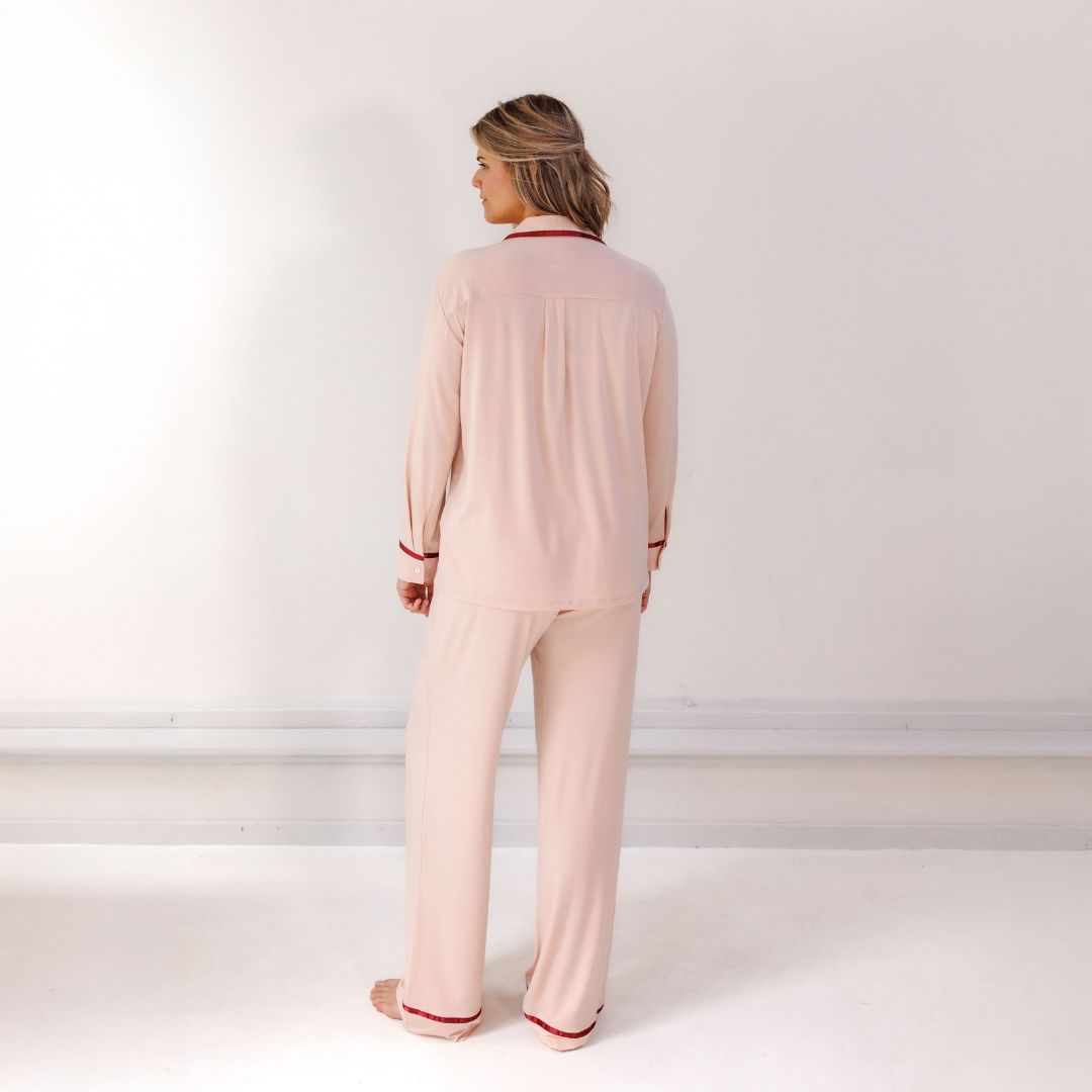 Coco & Cici - TENCEL Pyjamaset Dames Poederperzik - Maat M