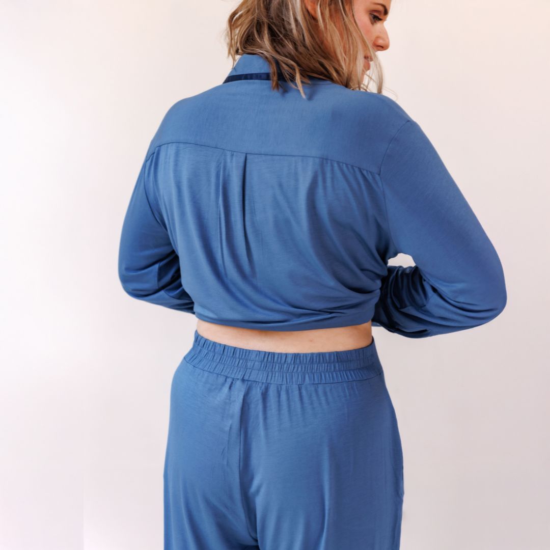 Coco & Cici - TENCEL pyjamaset dames donkerblauw - maat M