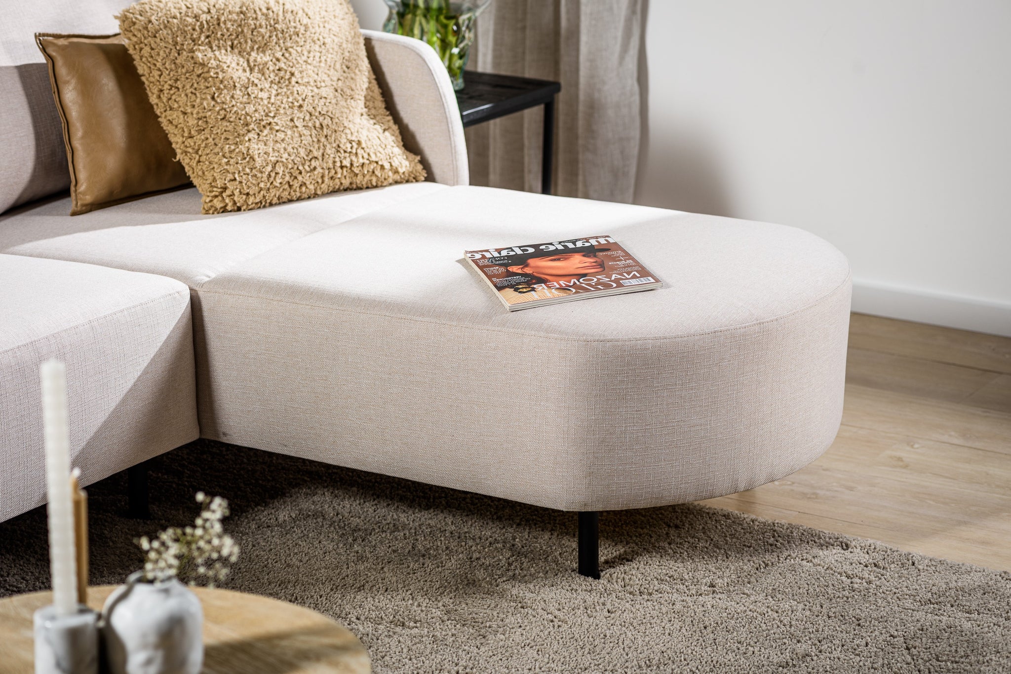 3-zitsbank chaise longue L+R, stof Urban, U460 beige