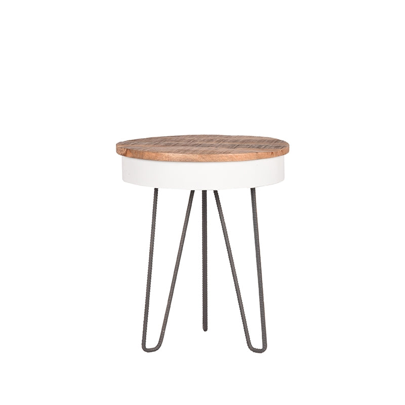LABEL51 Bijzettafels Saria - Wit - Metaal - 44 cm - Rond