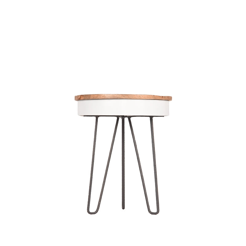 LABEL51 Bijzettafels Saria - Wit - Metaal - 44 cm - Rond