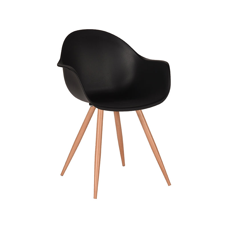 LABEL51 Eetkamerstoelen Parma - Zwart - PP - Naturel Houtlook Frame