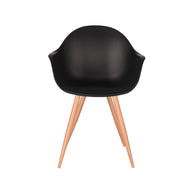 LABEL51 Eetkamerstoelen Parma - Zwart - PP - Naturel Houtlook Frame