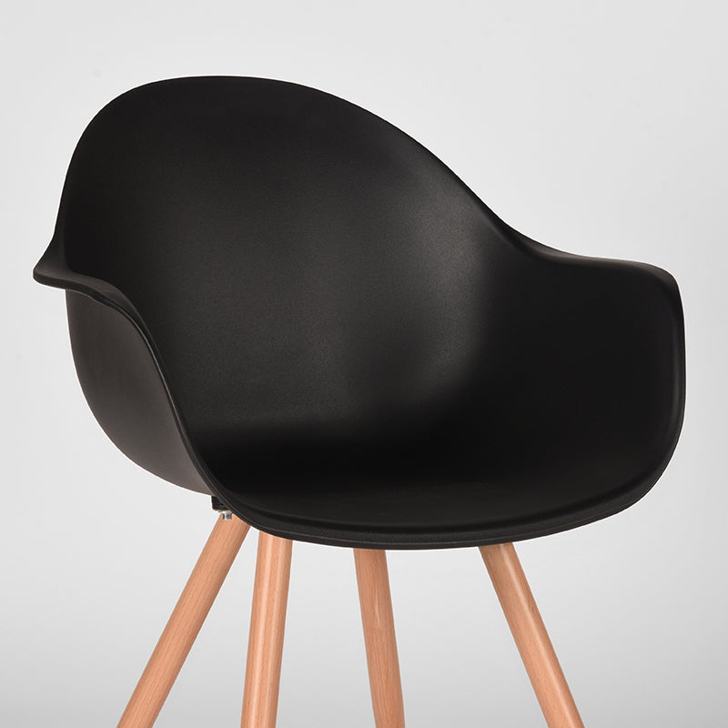 LABEL51 Eetkamerstoelen Parma - Zwart - PP - Naturel Houtlook Frame