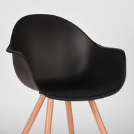 LABEL51 Eetkamerstoelen Parma - Zwart - PP - Naturel Houtlook Frame