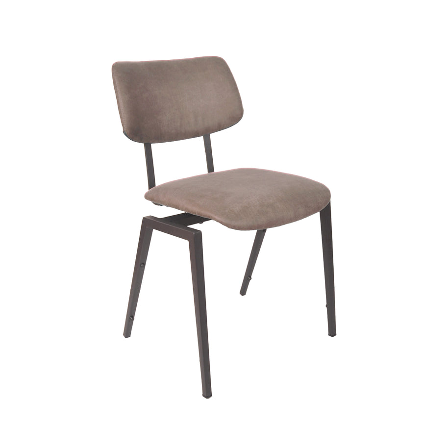 LABEL51 Eetkamerstoelen Stapelbaar - Taupe - Kunstleder - Zwart Metalen Frame