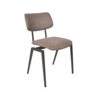 LABEL51 Eetkamerstoelen Stapelbaar - Taupe - Kunstleder - Zwart Metalen Frame