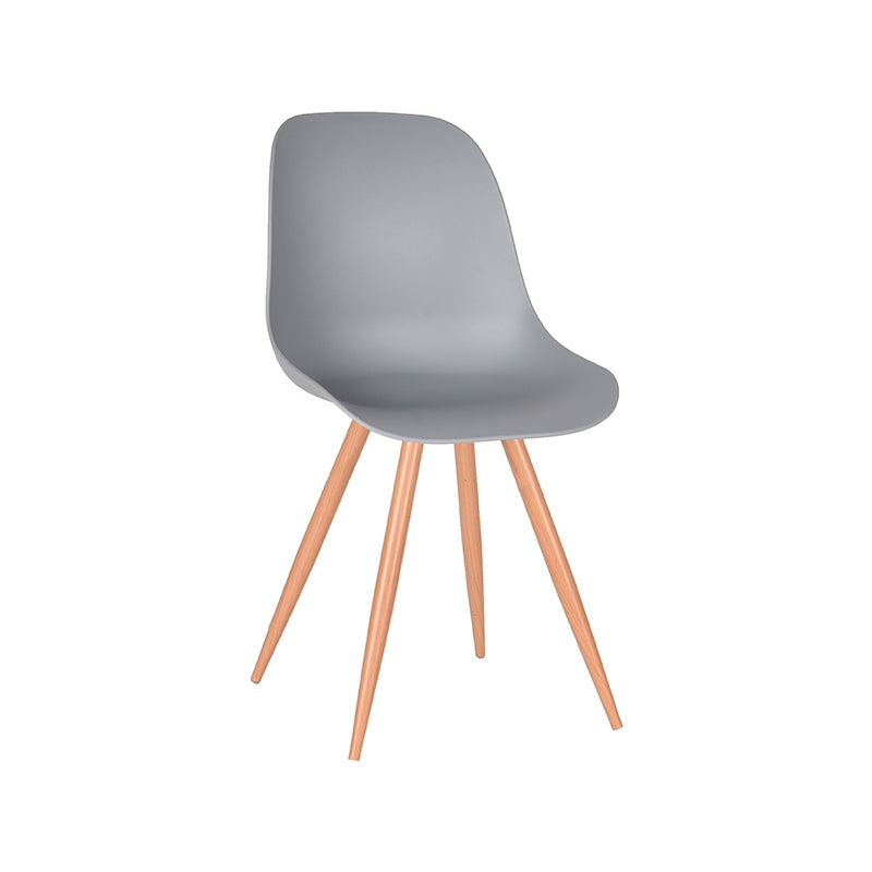LABEL51 Eetkamerstoelen Rimini - Grijs - PP - Naturel Houtlook Frame