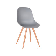 LABEL51 Eetkamerstoelen Rimini - Grijs - PP - Naturel Houtlook Frame