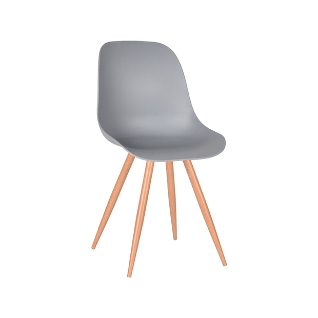 LABEL51 Eetkamerstoelen Rimini - Grijs - PP - Naturel Houtlook Frame