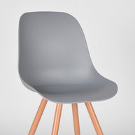 LABEL51 Eetkamerstoelen Rimini - Grijs - PP - Naturel Houtlook Frame