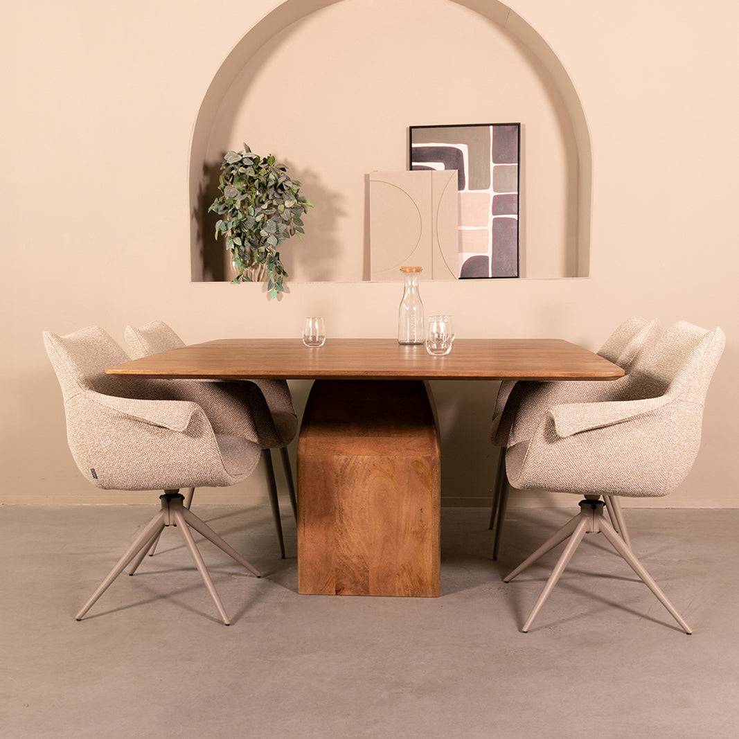 LABEL51 Eetkamertafels Ingo - Nature Smooth - Mangohout - 140 cm - Vierkant