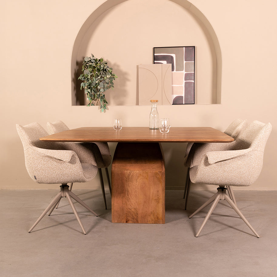 LABEL51 Eetkamertafels Ingo - Nature Smooth - Mangohout - 140 cm - Vierkant