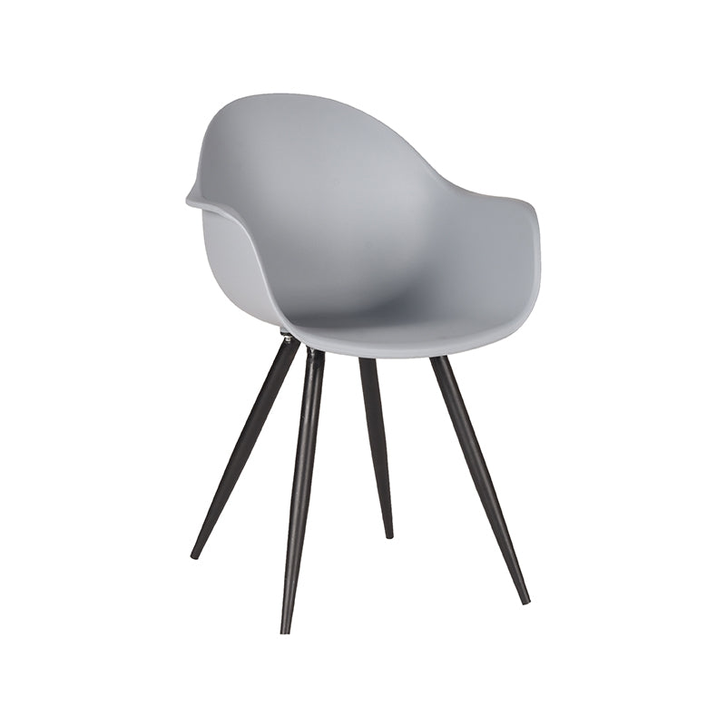 LABEL51 Eetkamerstoelen Luca - Grijs - PP - Zwart Metalen Frame