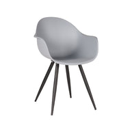 LABEL51 Eetkamerstoelen Luca - Grijs - PP - Zwart Metalen Frame