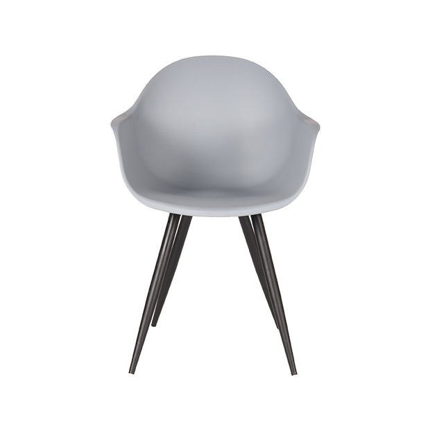 LABEL51 Eetkamerstoelen Luca - Grijs - PP - Zwart Metalen Frame